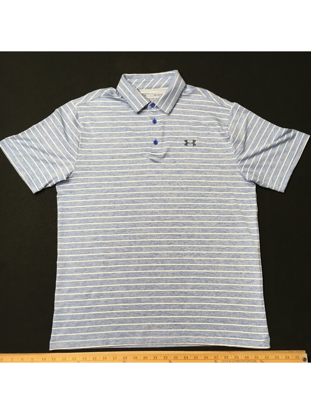 Under Armour The Playoff Polo Shirt Mens  Blue Striped Golf Stretch